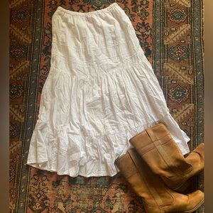 Vintage White Tiered Maxi Skirt